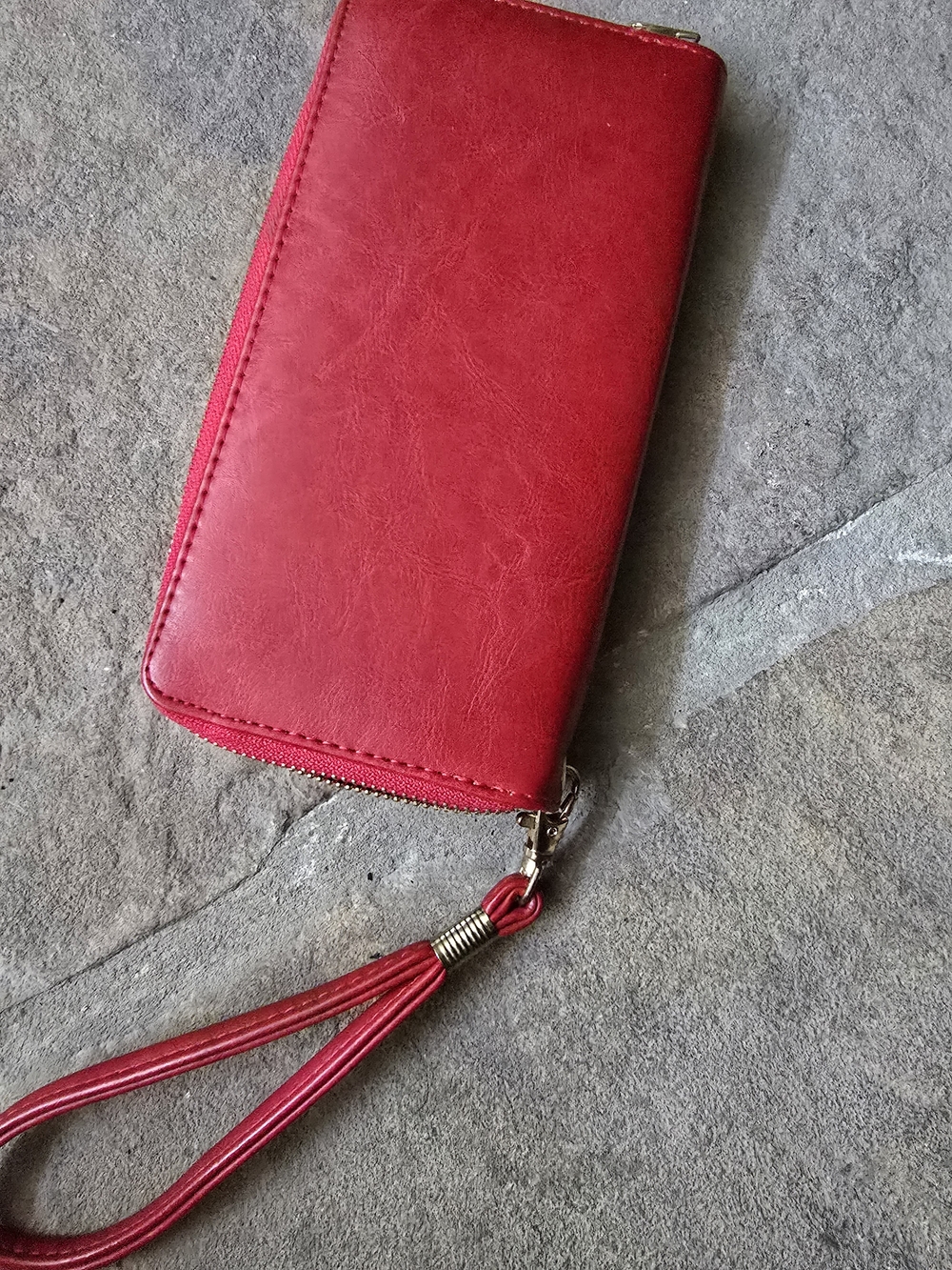 Red Zip-Around Wristlet Wallet - Women Bags